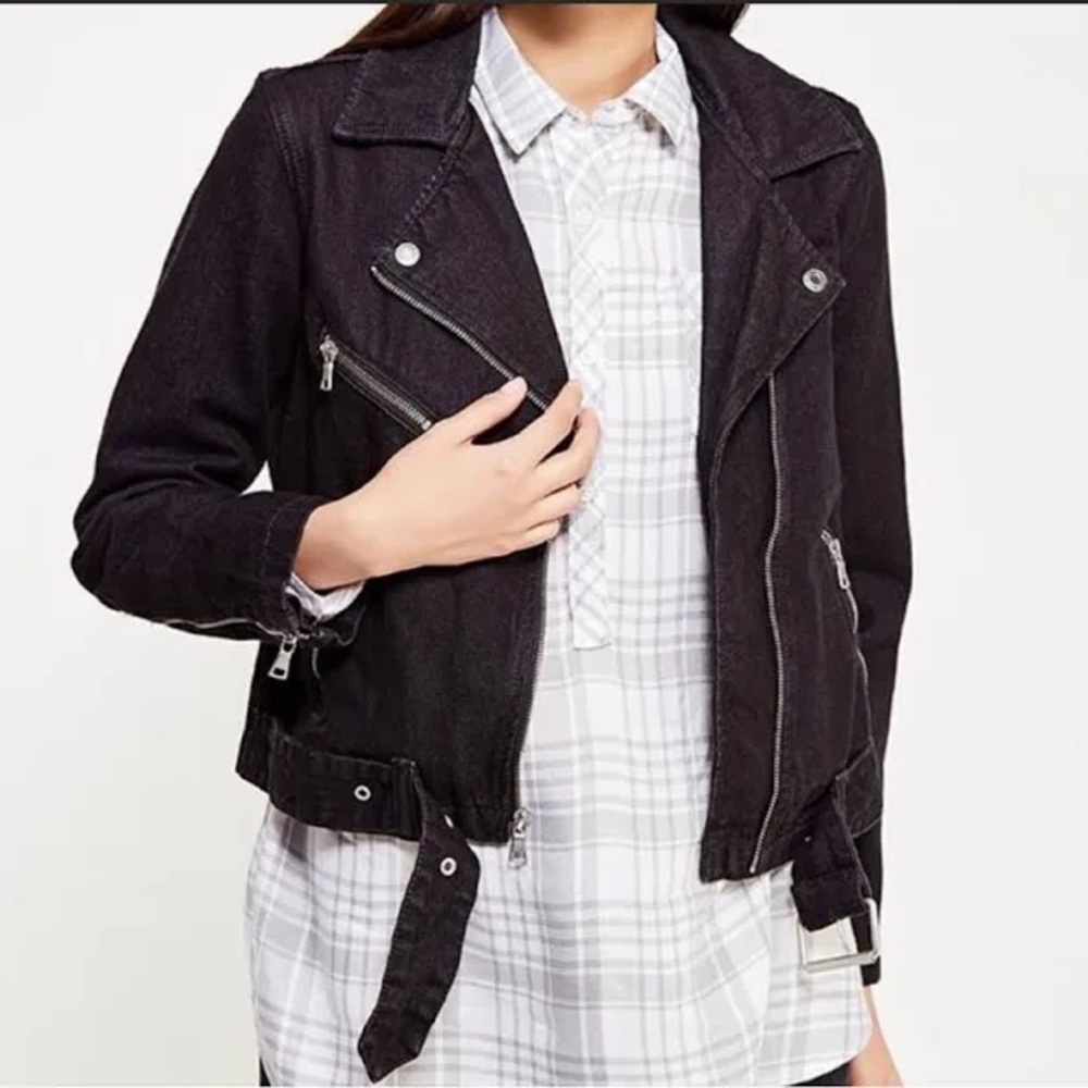GAP Denim Moto jacket. Washed black. Size S.